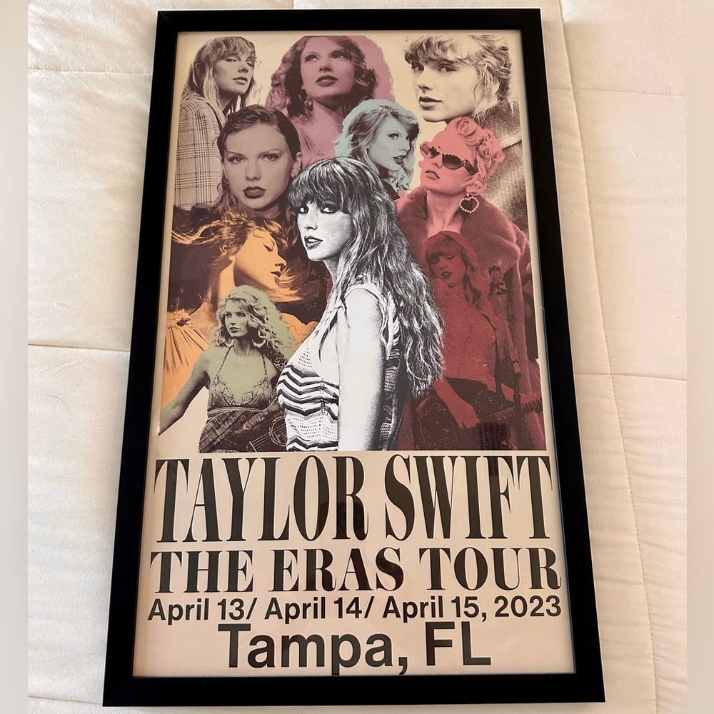 Official Taylor Swift Eras Tour Concert Poster Tampa April 2023 14x24" Framed